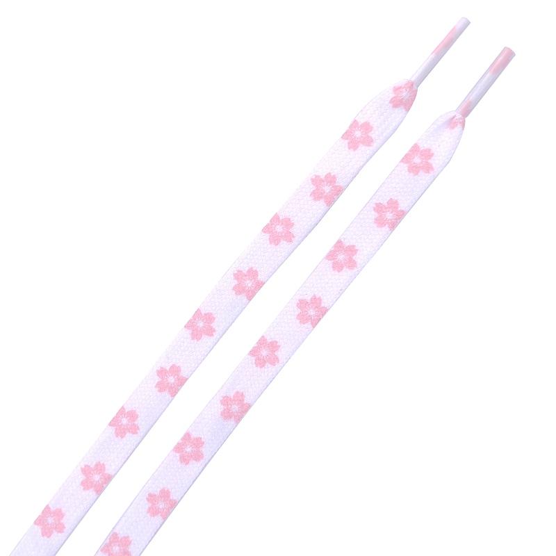 New Shoelaces for Sneakers Flat Printed Cherry Blossoms Shoe Laces High-top Canvas Shoelace For AF1 Woman Man Sport Shoe Strings