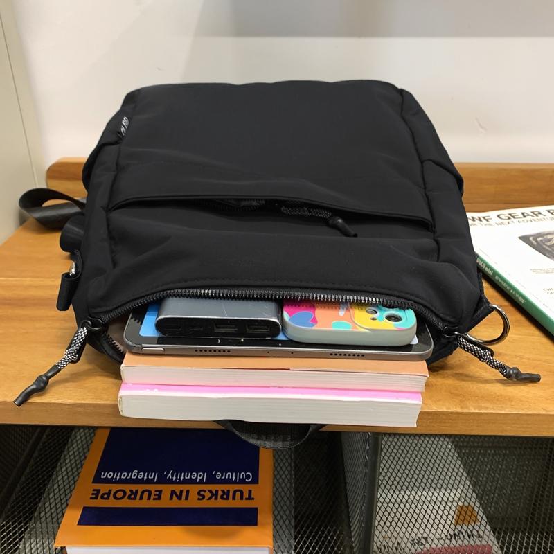 Men Nylon Backpack Solid Color Women Small Backpack