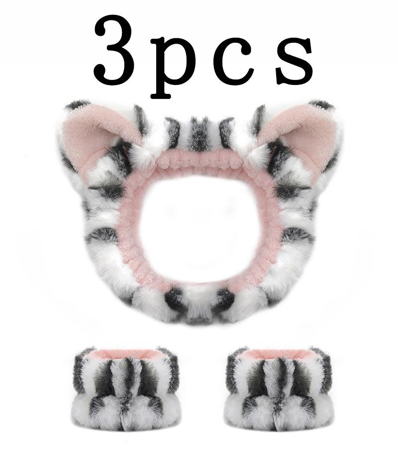 3pcs Cute Cat Ear, Rabbit,Frog, Bear Headband For Women Girls Spa Washing Face and Makeup Headband Elastic Wrist Strap