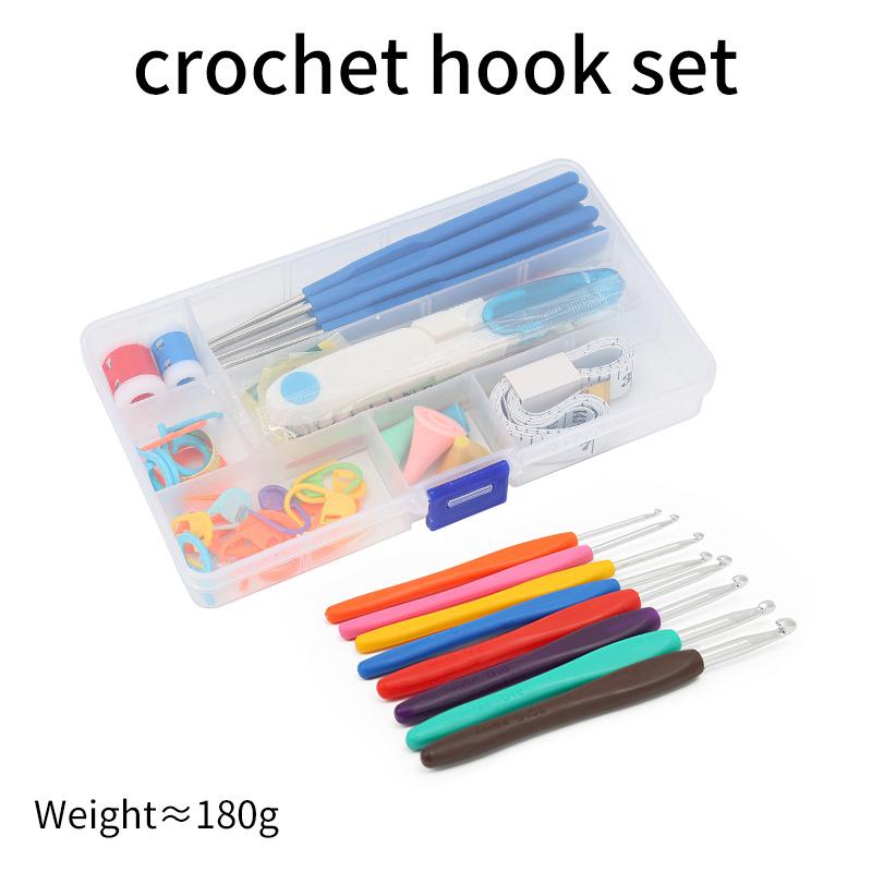 

1set Crochet Hook Set Knitting Needles Thimble Measure Tape Locking Stitch Pins for DTY Craft Household SewingTools With Case
