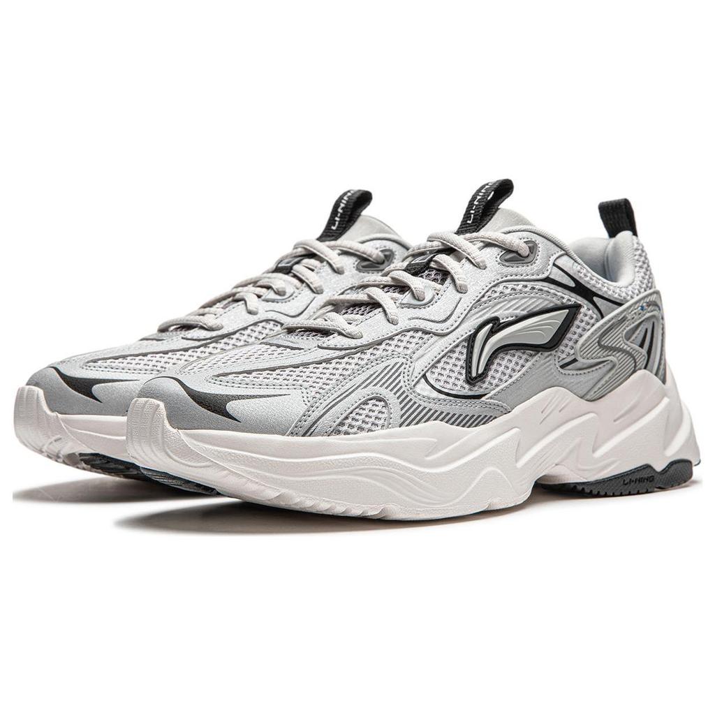 Li Ning Meteor Cushioning Slip Resistant Abrasion Resistant Support Low top Casual Shoes Men's Silver Gray AGCU121-2