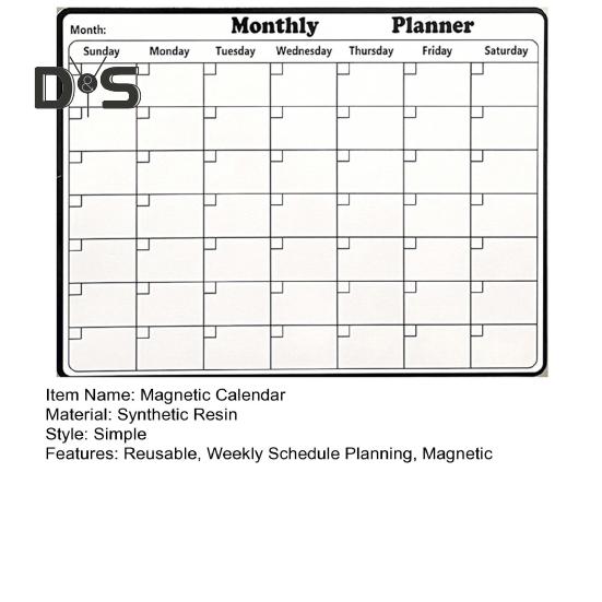 Calendar magnetic pentru ștergere uscată pentru frigider Planificator lunar reutilizabil Tablă albă Magnet pentru frigider, birou, program săptămânal, tablă de planificare