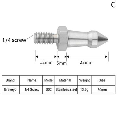 Hrot stativu 1/4 3/8 M8 palcový šroub pro nohy fotoaparátu monopod pevné příslušenství