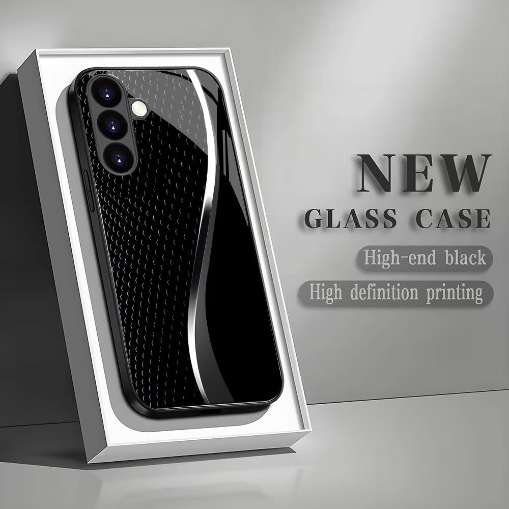 High end line black glass phone case suitable for Samsung Galaxy S26 S25 S24 S23 S22 S20 FE/Ultra/Plus shockproof back cover