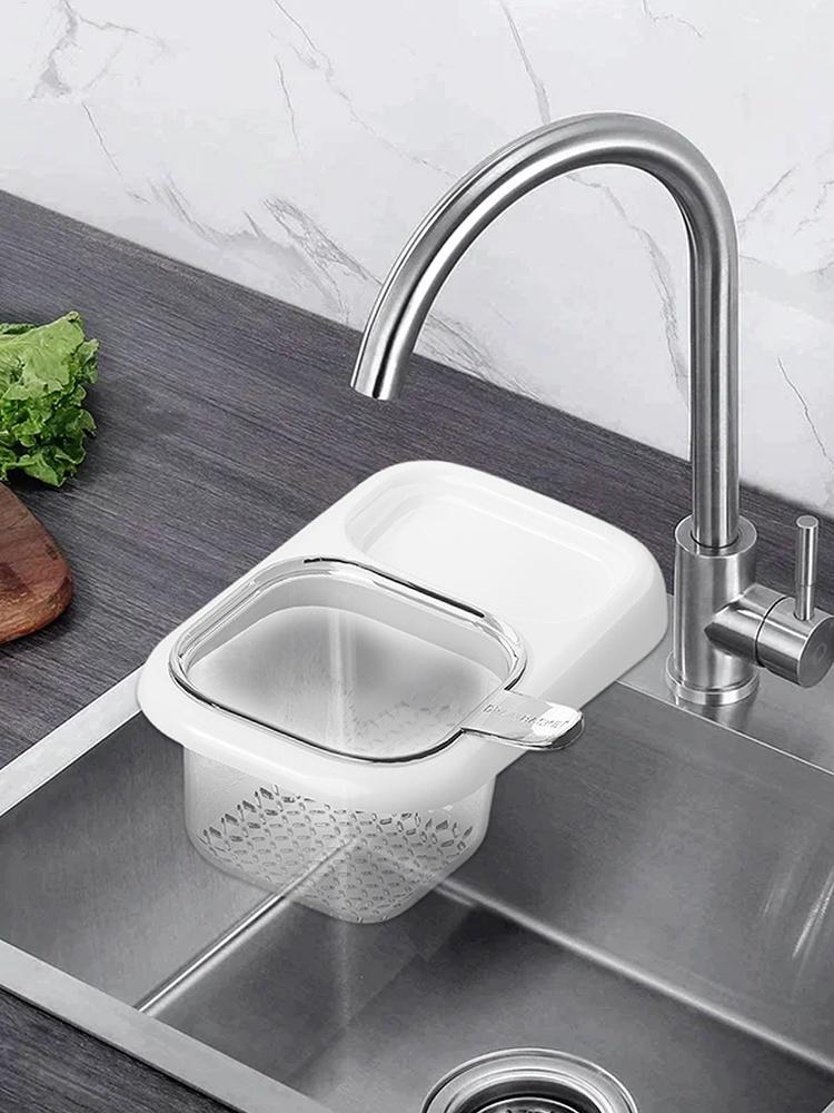 Sink Strainer Basket Suction Cup Drainer with Storage Rack Kitchen Sink Food Catcher Basket for Waste Clog Prevention Home