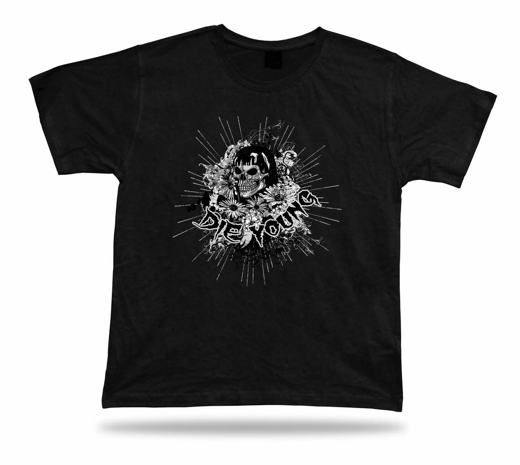 Die Young Skeleton Girl Black and White T Shirt Tee Birthday Special Gift