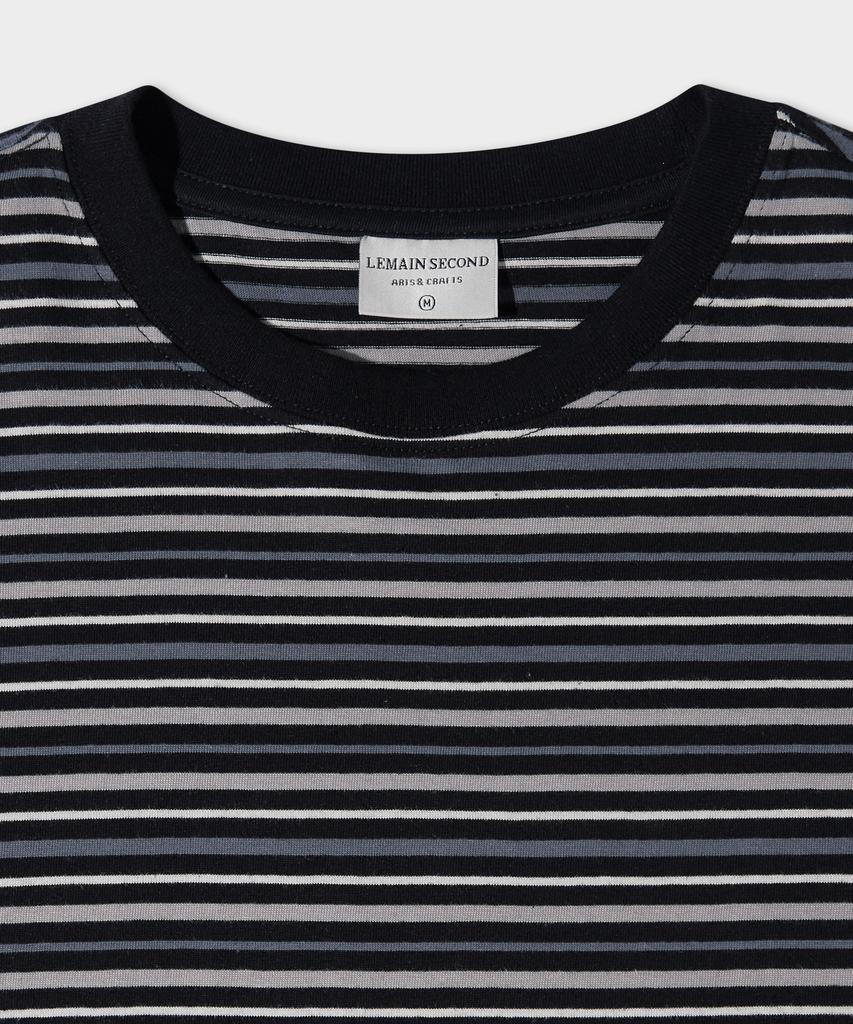 LEMAIN SECOND Fine Stripe Oversized Short Sleeve T-Shirt [Black]