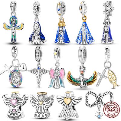 Copper Virgin Goddess Blessing Dangle Prayer Angel Pendant Charms Fit Original Necklace Bracelet Diy For Women Gift
