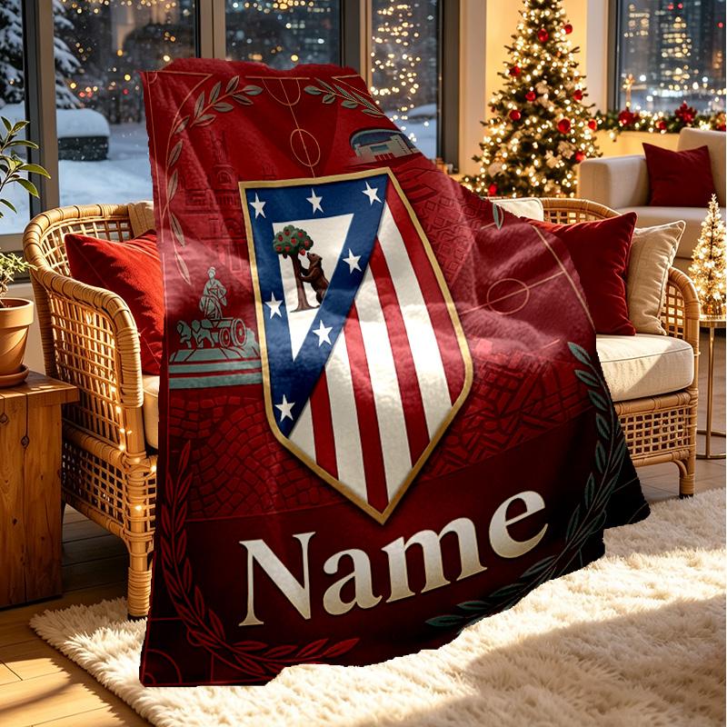 Individualizuotas su vardu Atletico Madrid spaudinio pledas, namų dekoras, miegamasis, sofa, stovyklavimas, svetainės sofa, dovanos gimtadieniui, Kalėdoms