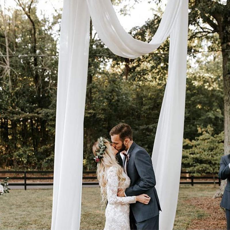 

75*300/600cm Wedding Arch Drape Organza Chiffon Fabric Hanging Wall Drape Wedding Party Light Sheer Curtains