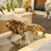 Golden Lion Statue, Resin Animal Sculpture, Home Decor Ornament for Bedroom, Living Room, Study, Office Desk Decoration
