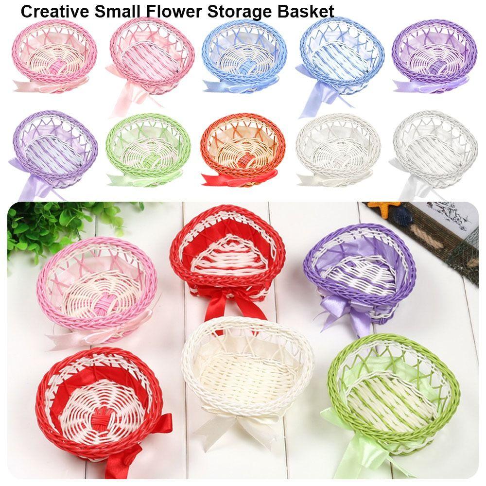 

Round/Oval Shape Storage Baskets Hand-Woven Wicker Flower Basket For Plant Home Wedding White Oval