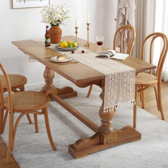 Aleer de masă cu ciucuri design gol în stil boho husă de masă pentru decorațiuni rustice de fermă acasă