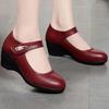 Soft leather soft sole small leather shoes spring and autumn new soft sole non-slip slope heel medium single shoes