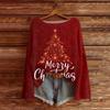 Women's Round Neck Lightweight Sweater Casual Long Sleeve Christmas Print Knit Pullover