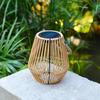 Solarbetriebene Rattan-Bambus-Laterne IP65 Wasserdichte Hänge- & Steh-Dekorationsleuchte für Balkon Terrasse Hof Garten Außenbereich