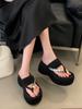 Muffin Outer Wear Toe Thick Bottom Fashion Flip-flops Women 2025 Summer New Rhinestone Temperament Casual Cool Slippers