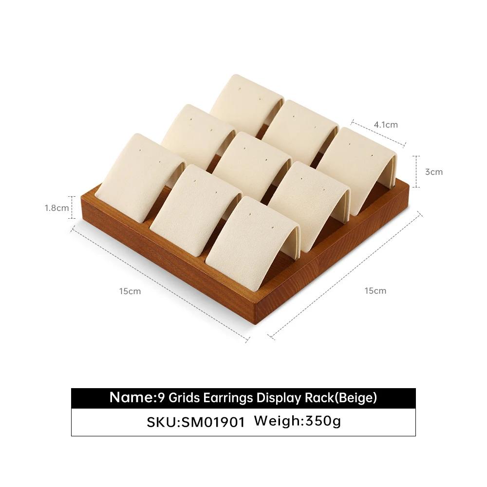 For  Earrings Storage Wooden Tray Stud Earring Organizer Earrings Display Holder SM019