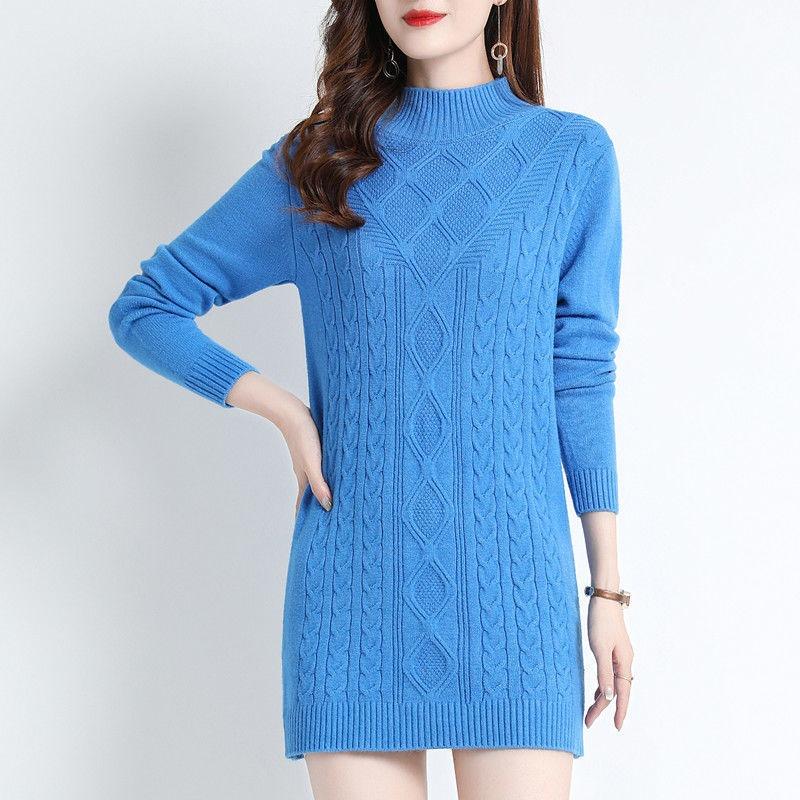 Autumn Winter Mid-length Sweater Long Bottoming Shirt New Mother Middle-aged Elderly Hip-covering