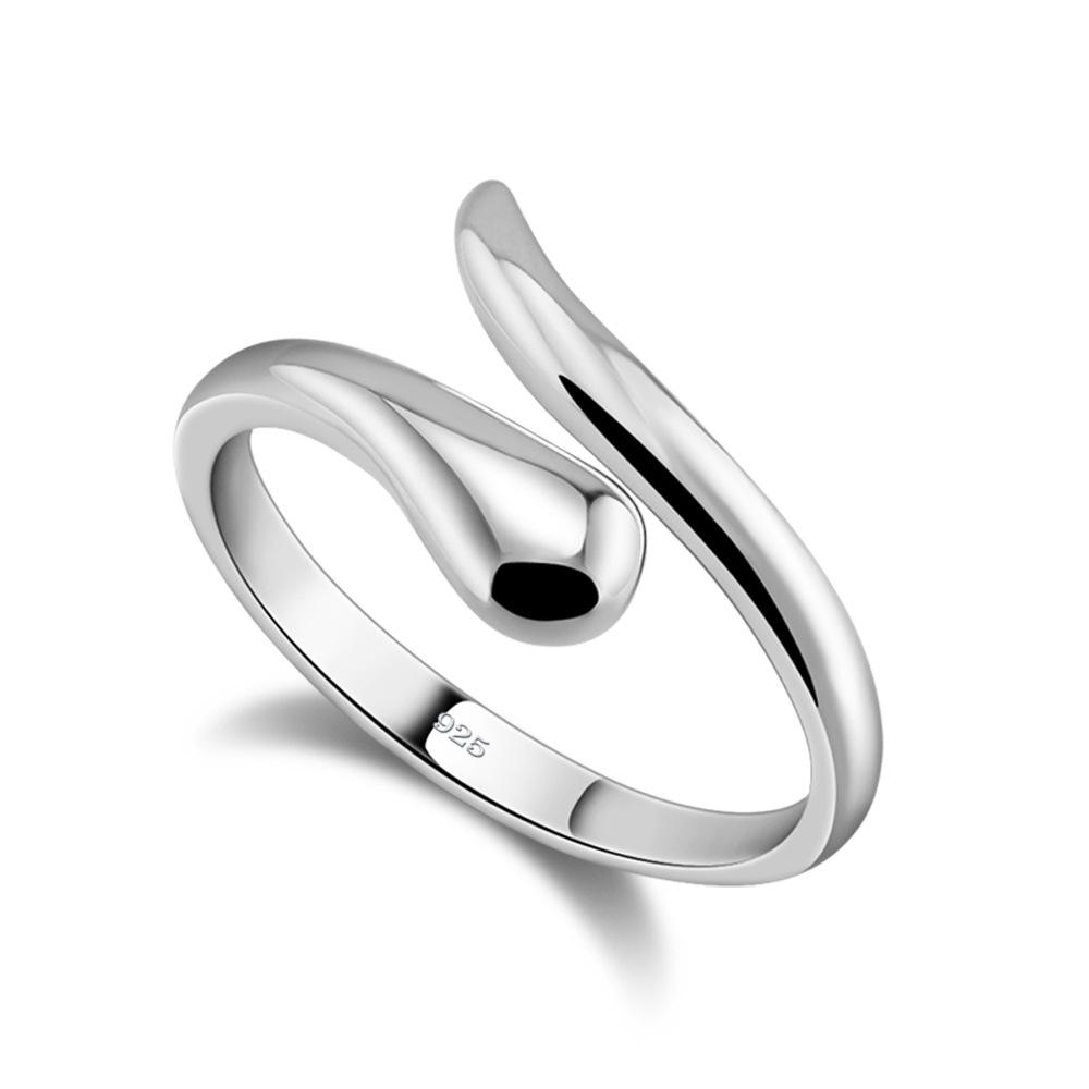 Popular Geometric Water Drop Opening Design Ring Women'S Electroplated Platinum Simple Temperament Ring
