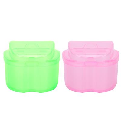 Denture Bath Case Box Soak Container Colored False Teeth Storage Box with Strainer Basket