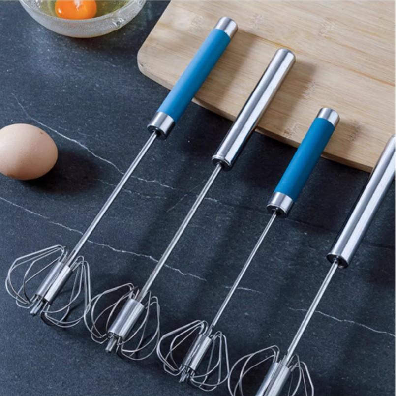 Stainless Steel Semi-automatic Egg Beater Cream Whipping Stirring Stick Household Press Type Rotary Egg Whipping Machine
