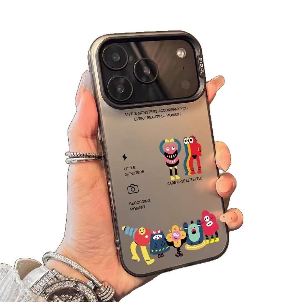 Little Monster Silver Hard Shell Case for Apple 17 Pro, 16, 15, 14, 13/12, 8P/XR - Trendy and New