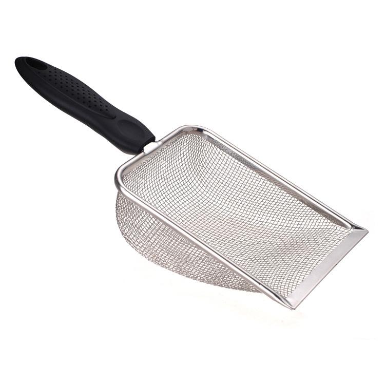 Stainless Steel Cat and Reptile Litter Scoop with Large Mesh 3.8x3.8mm - Versatile for Sand, Wood Shavings, and Waste Cleanup