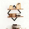 2PCS Organizer 2-Tier Wood Floating Shelves Space Saving Wall Mounted Storage Rack Decorative Display Shelves Office