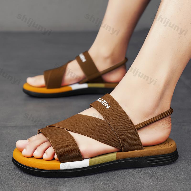 Fashion Men Sandals Solid Color Open Toe Breathable Slippers Comfortable Non-slip Durable Casual Shoes Fashion Outdoor Beach Shoes 2025