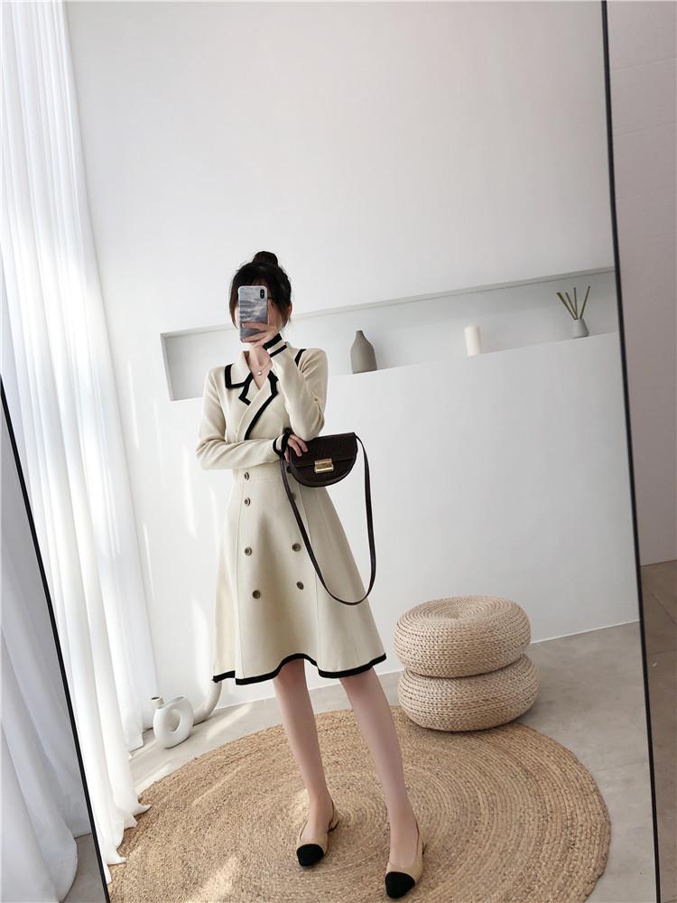 2024 Korean Retro Long-Sleeve A-Line Knitted Dress for Kids