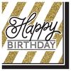 Creative Converting Black And Gold Happy Birthday Napkins (Pack Of 16)