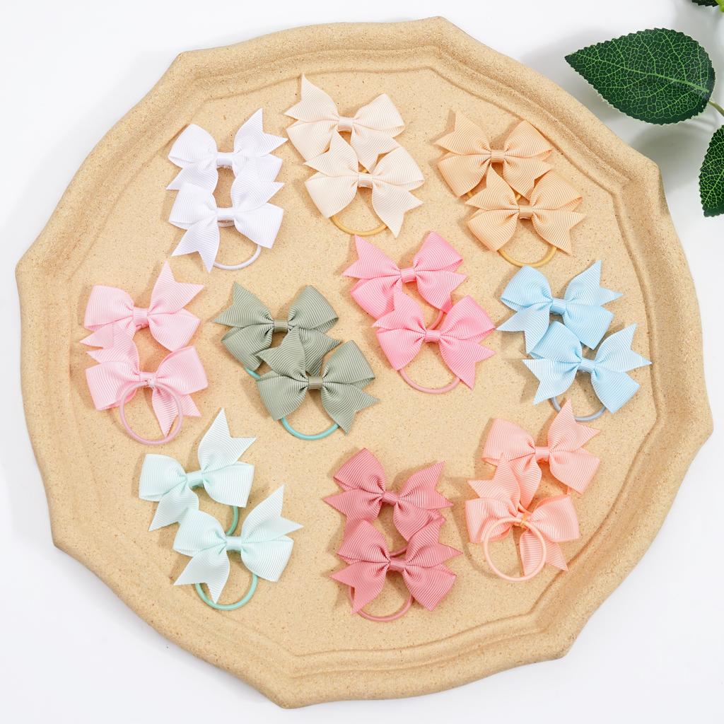 20/40 Pcs 2" Grosgrain Ribbon Pigtail Hair Bows Elastic Hair Ties Hair Bands Holders Hair Accessories for Baby Girls Infants