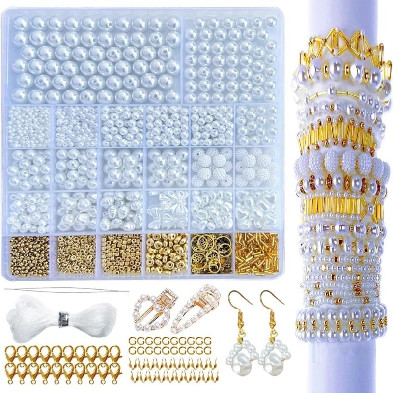 Versatile Spacer Beads Charm Loose Beads ABS Material DIY Beads Set Threading Beads for DIY Bracelet and Jewelry Making