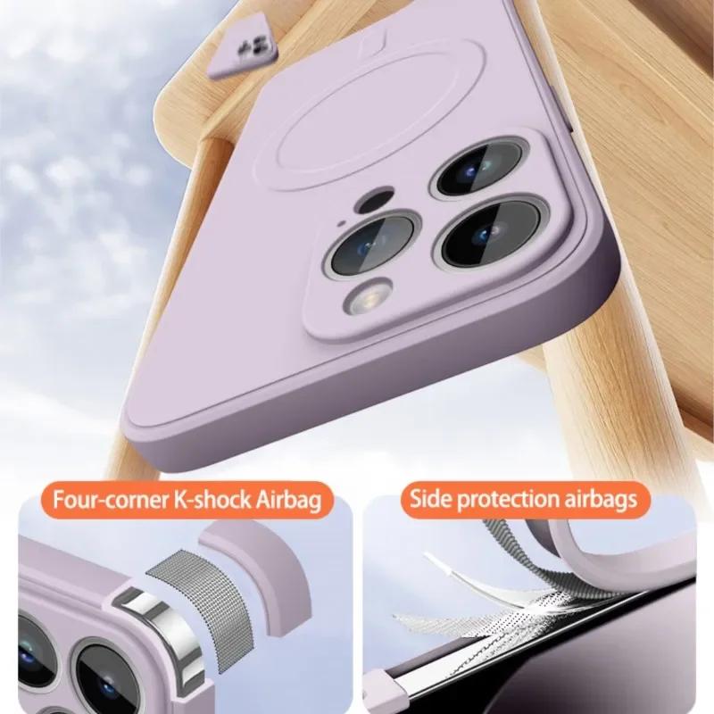 Original Liquid Silicone Magnetic Case For iPhone 16 Pro Max 15 14 13 12 Mini 15 Plus 11 For Magsafe Wireless Charge Soft Cover