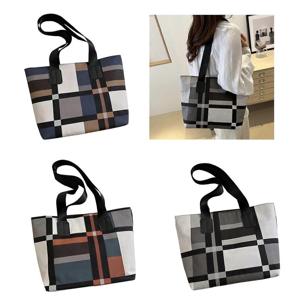 Women PU Leather Underarm Bag Plaids Handbag All-matching Armpit Bag Shopping Dating Bag Large Capacity Shoulder Bag Khaki