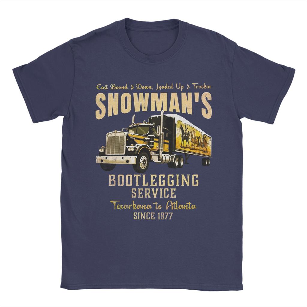 Mens TShirt Snowmans Bootlegging Service Smokey and the Bandit Casual Pure Cotton Tees T Shirt O Neck Clothes Summer