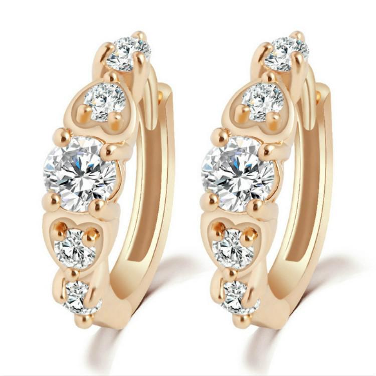 Cross Micro-Inlaid Zirconia Heart Earrings for Women - Fashionable, Simple, Versatile Copper Ear Ornaments