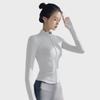 Women's Nylon Fitness Jacket - Elastic, Quick-Drying, Long-Sleeve Top for Spring/Autumn Running, Sports, Training, and Yoga.
