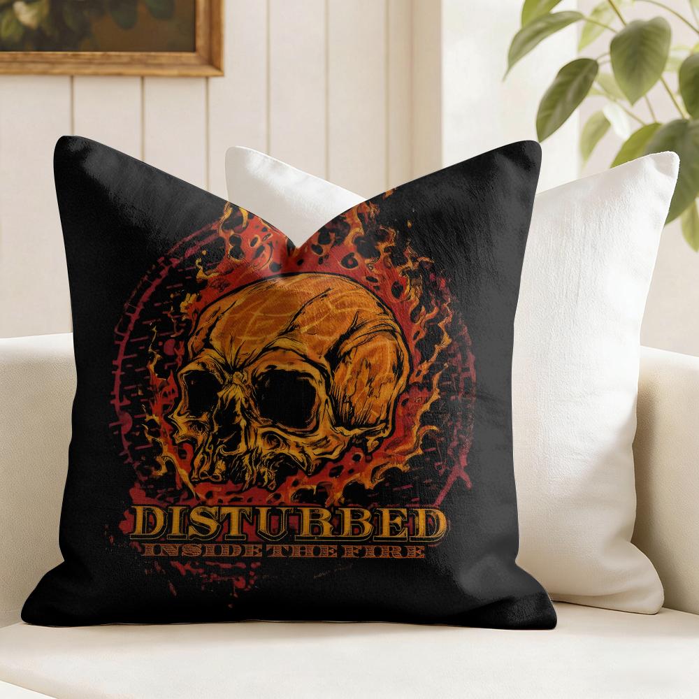 Metal DDisturBedS Band Cushion Cover Eco Linen Pillow Case DoubleSided Print Breathable Durable Zipper Home Decor Gift
