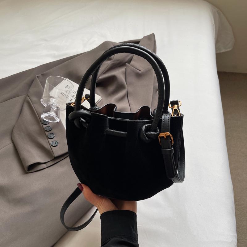 Luxury Suede Tote & Bucket Bag: Stylish Mother-Child Shoulder/Crossbody with Ruched Design