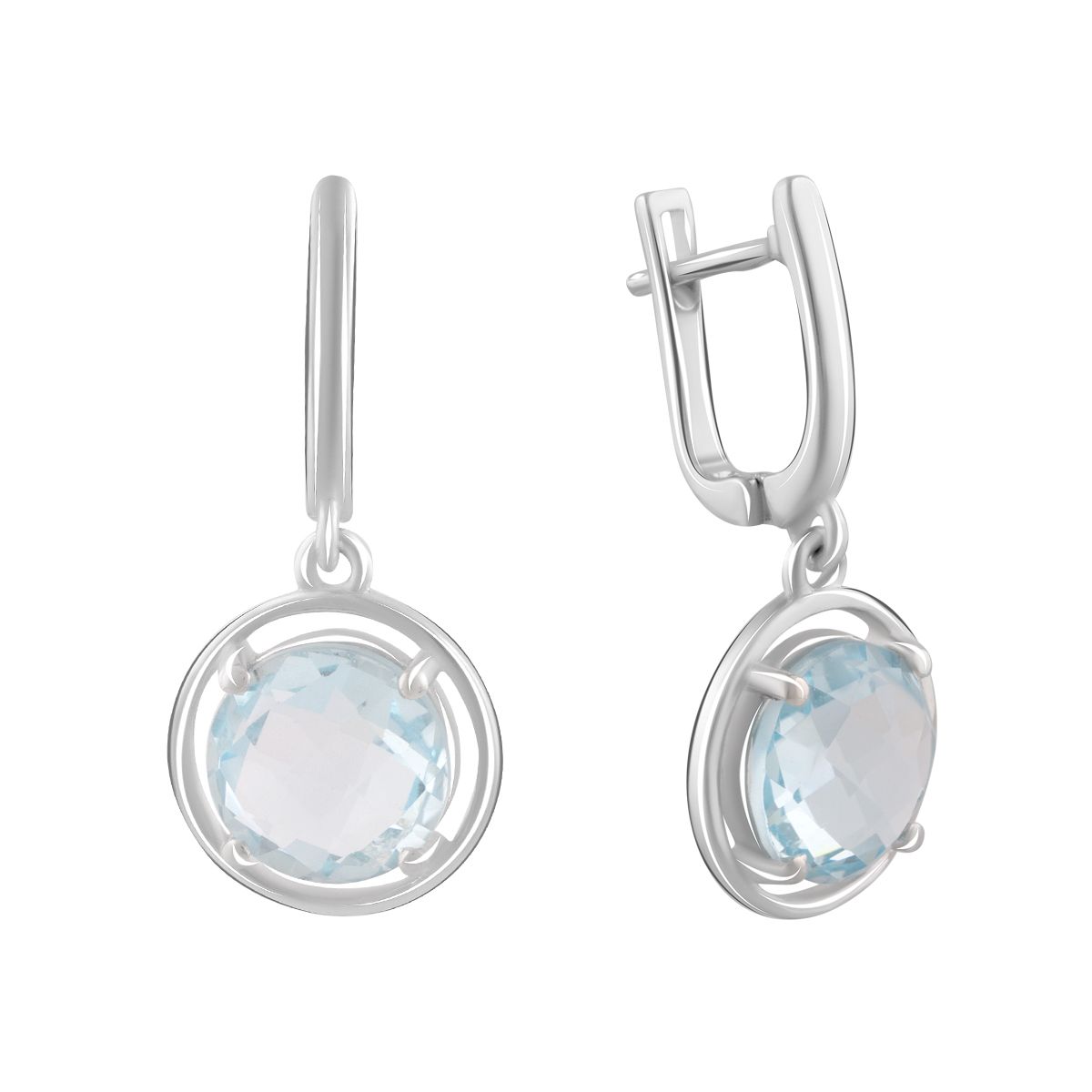 

Срібні сережки з натуральним топазом 7.425ct (2089520) небо синє світло кольору