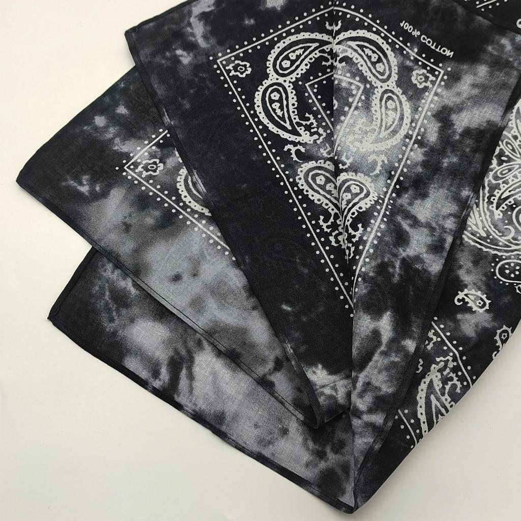 Trifong Paisley Bandana Black Tie-Dye Cotton 100% Adults 55cm X 55cm Black