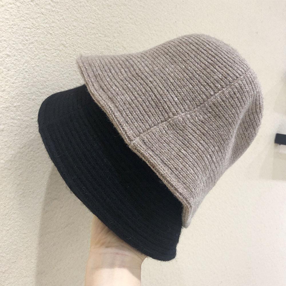 Hip Hop Fashion Thicken Knitted Warmer Autumn Warm Hats Fishing Cap Felt Wool Hat Bucket Hat