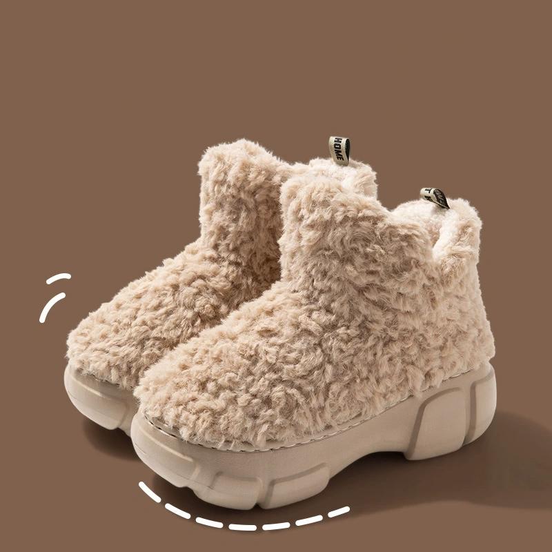 Versão Sapatos de Algodão Pelúcia Feminino Inverno Novo Simples Fashionável Pelúcia Quente Fashionável Botas de Neve Sapatos Casuais de Solado Grosso