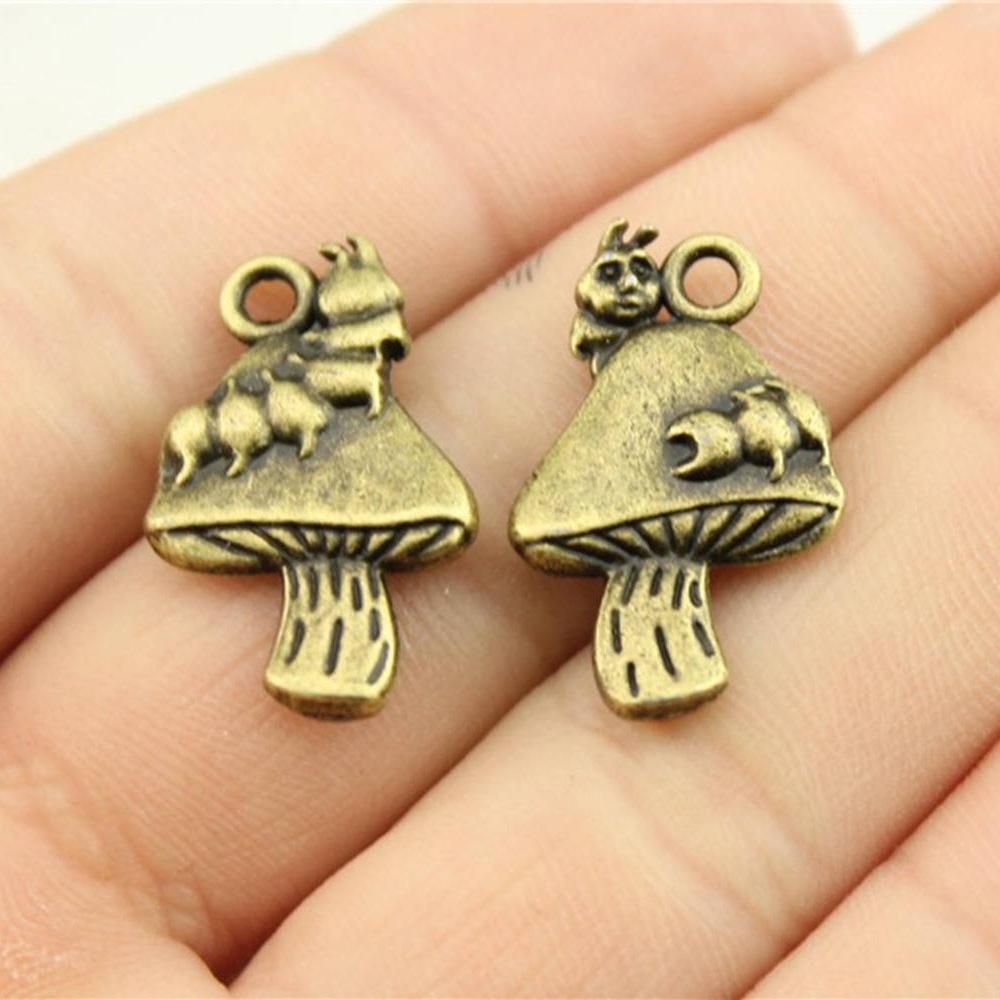 10pcs Mushroom Charms Antique Bronze Silver Color Pendants DIY Making Findings Handmade Tibetan Jewelry