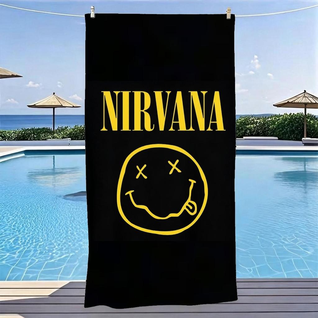 N-Nirvana Rock Band Microfiber Beach Towel Black Quick Dry Soft Absorbent Bath Towel for Men Adults Summer Pool Swimming