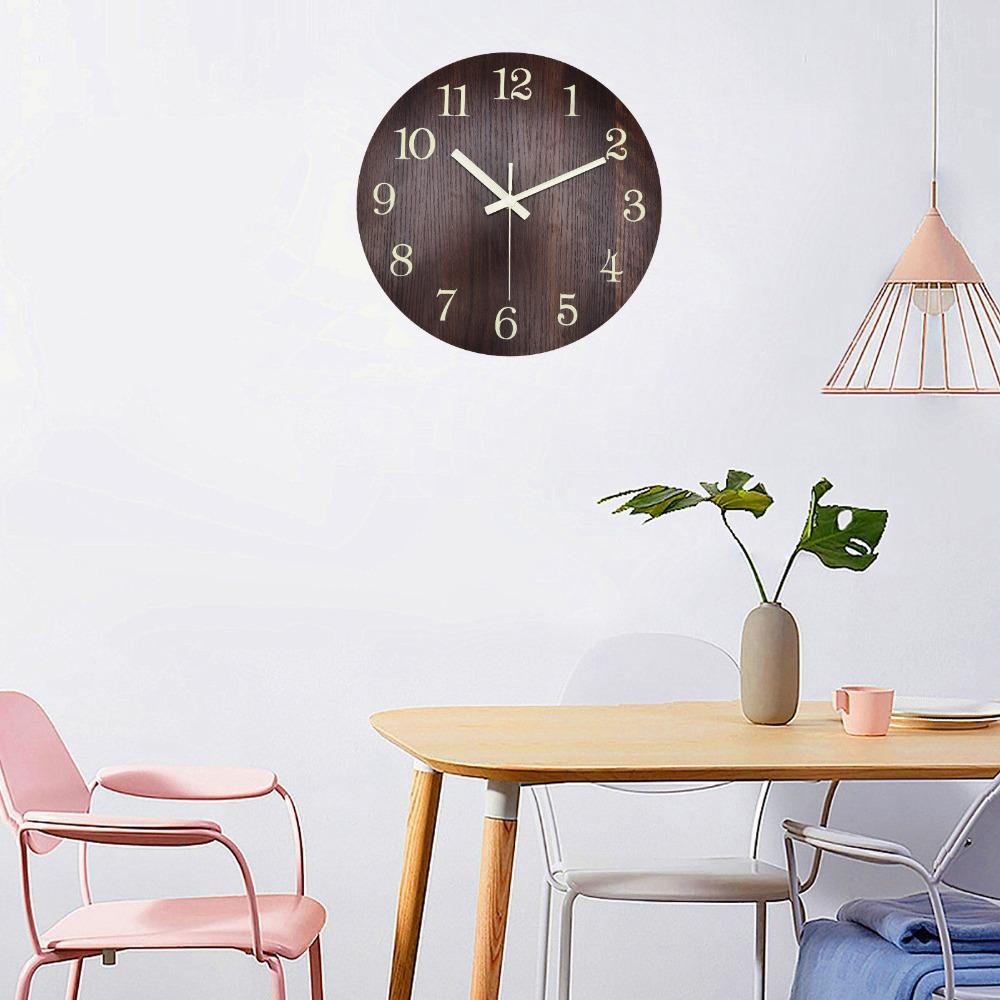 Wood Wood Wall Clock Quartz Movement Wall Hanging Clock Retro Style Rustic Wall Clock for Office