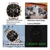 Watch Men's Arm Watch Big Face Chronograph Business Brand Analog Stylish Casual Metal Band Stainless Steel Gentleman Men's Date Fluorescent Luxury