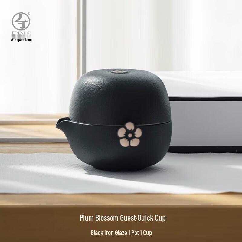 

Edenus Ceramic One Pot One Cup Tea Set - Plum Blossom Guest Black Iron Glaze